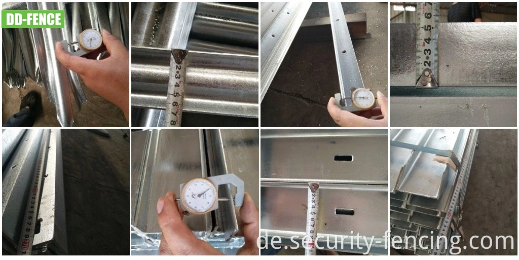 BS1722 Heiß getauchte verzinkte drei Schiene 3,0 m dreifache Speerspeer gebogene Oberseite mit Pale -Stahl -Palisade hoher Sicherheitszaun für Telekommunikationspumpenstation Stromumarmung